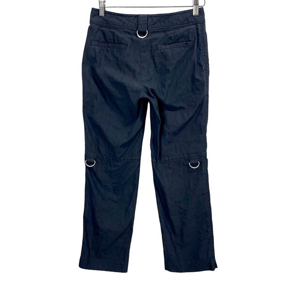 Vintage Y2K 00s Banana Republic Black D-Ring Cropped Trouser Size 2 Relaxed Fit - Picture 2 of 12